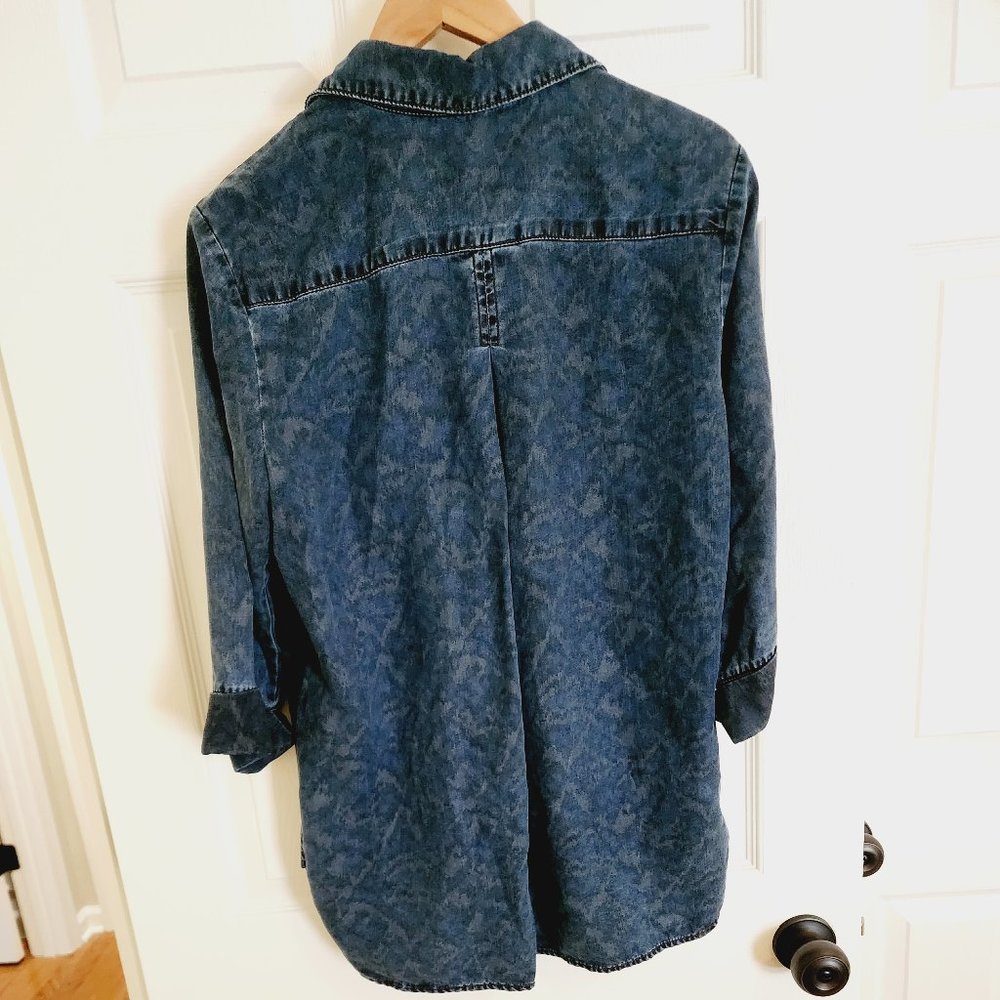 Cloth & Stone by Anthropologie 3/4 Sleeve High Low Chambray Shirt Size M - Picture 3 of 8